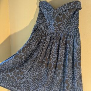 Vintage Moda International Blue Black Strapless A-line Dress